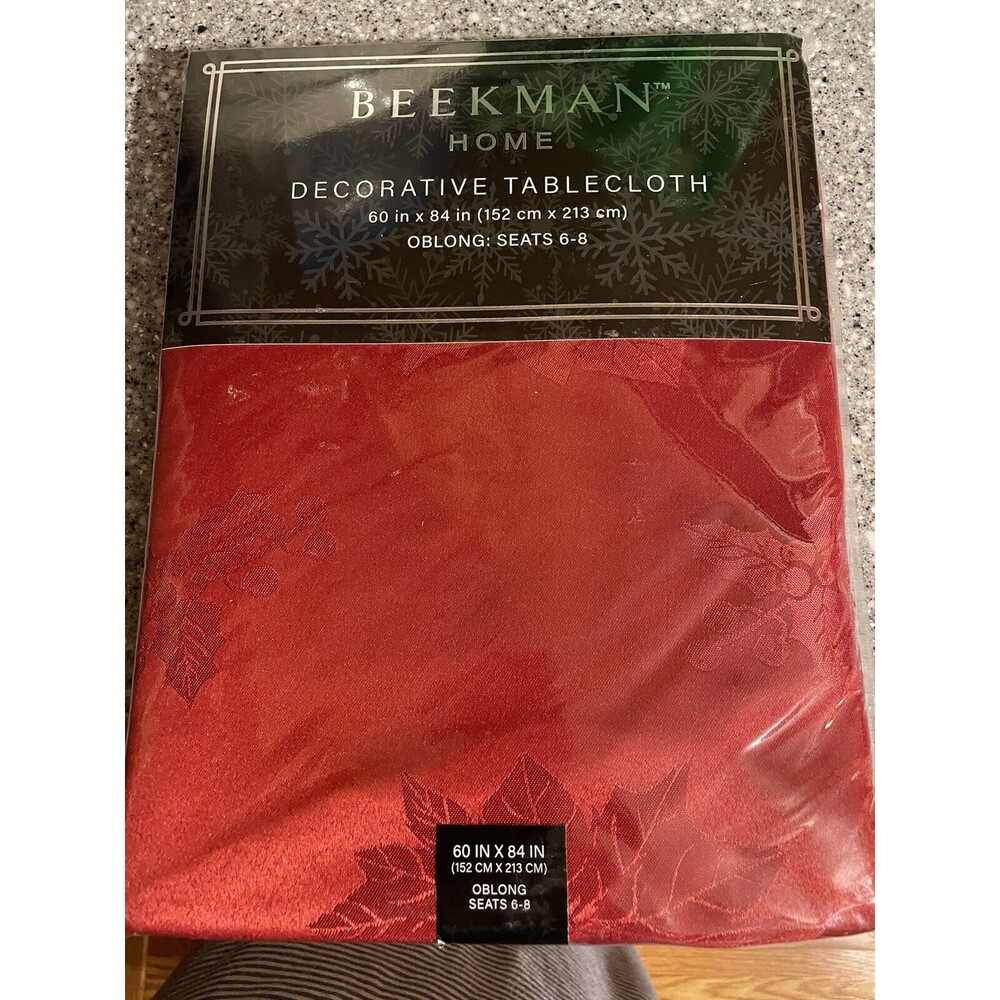 Beekman Home Decorative Tablecloth Christmas Red 60x84”